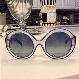 Tory Burch Blue and Clear Round Sunglasses